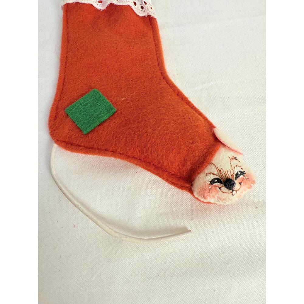 Annalee  99’ “ Itsie” Squeak A Boo Red Green Felt Mouse Face  Stocking 7.5” - Picture 3 of 7